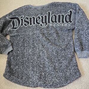 Disney Parks Sweater Womens XS Gray Black Spirit Jersey Disneyland Oversized